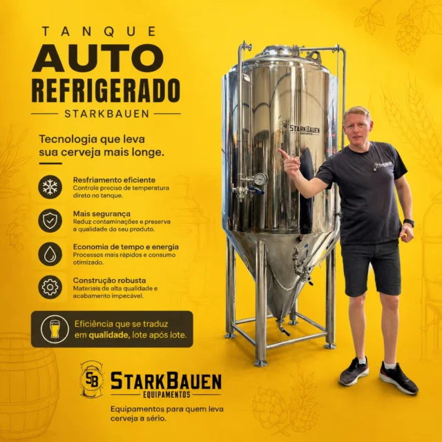 TEMPO E TEMPERATURA. VOCÊ CONTROLA. 🍺⚙️O Tanque Auto Refrigerado StarkBauen foi desenvolvido para quem busca mais controle, estabilidade e qualidade em cada etapa da produção.❄️ Fermentação
❄️ Maturação
❄️ Controle preciso de temperatura
❄️ Construção pensada para a rotina profissionalPorque cerveja de qualidade não depende de sorte.
Depende de processo, tecnologia e equipamento de confiança.Na StarkBauen, transformamos engenharia em resultado dentro da cervejaria.STARKBAUEN — equipamento profissional para quem leva cerveja a sérioISSO É A STARKBAUEN🍻⬇️🤙🏽🍻⬇️🤙🏽🍻⬇️🤙🏽
WhatsApp - (47) 3271-5368
contato@starkbauen.com.br
www.starkbauen.com.br#StarkBauen #Cervejaria #CervejaArtesanal #Fermentação #Maturação